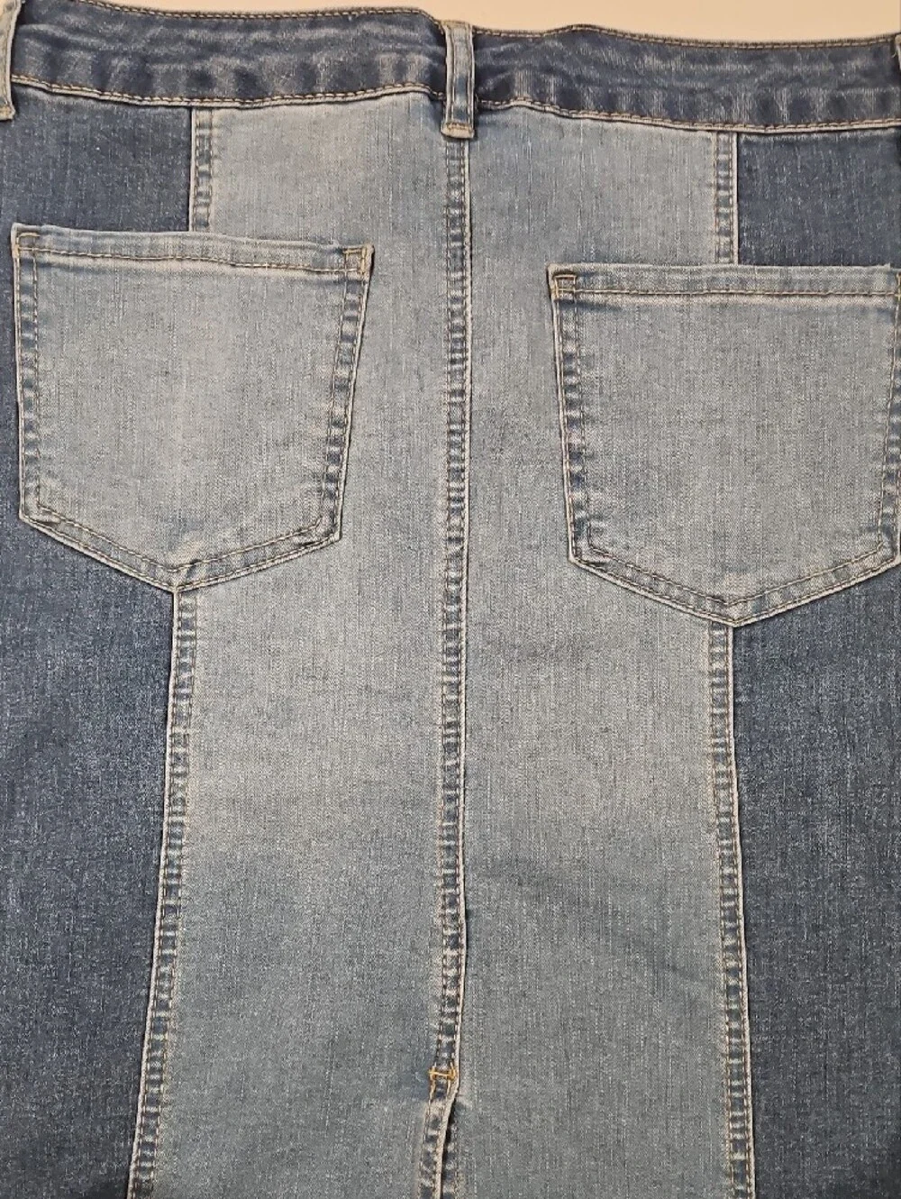 one 5 one Two-Tone Blue Denim Pencil Skirt 0051 - Picture 12 of 12